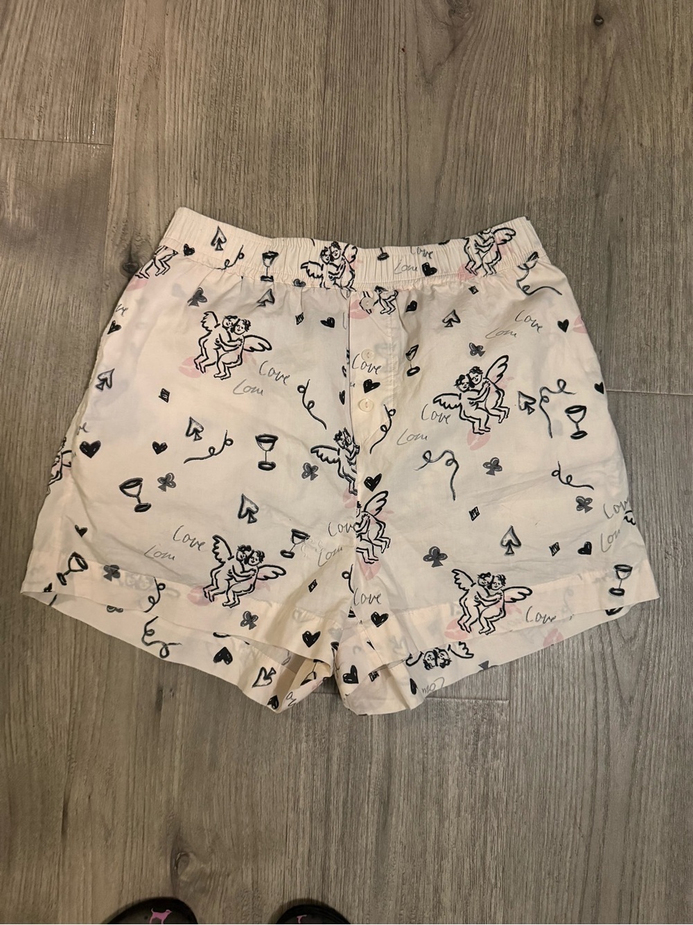 Anthropologie Light Pink Cupid Print High-Waist Shorts